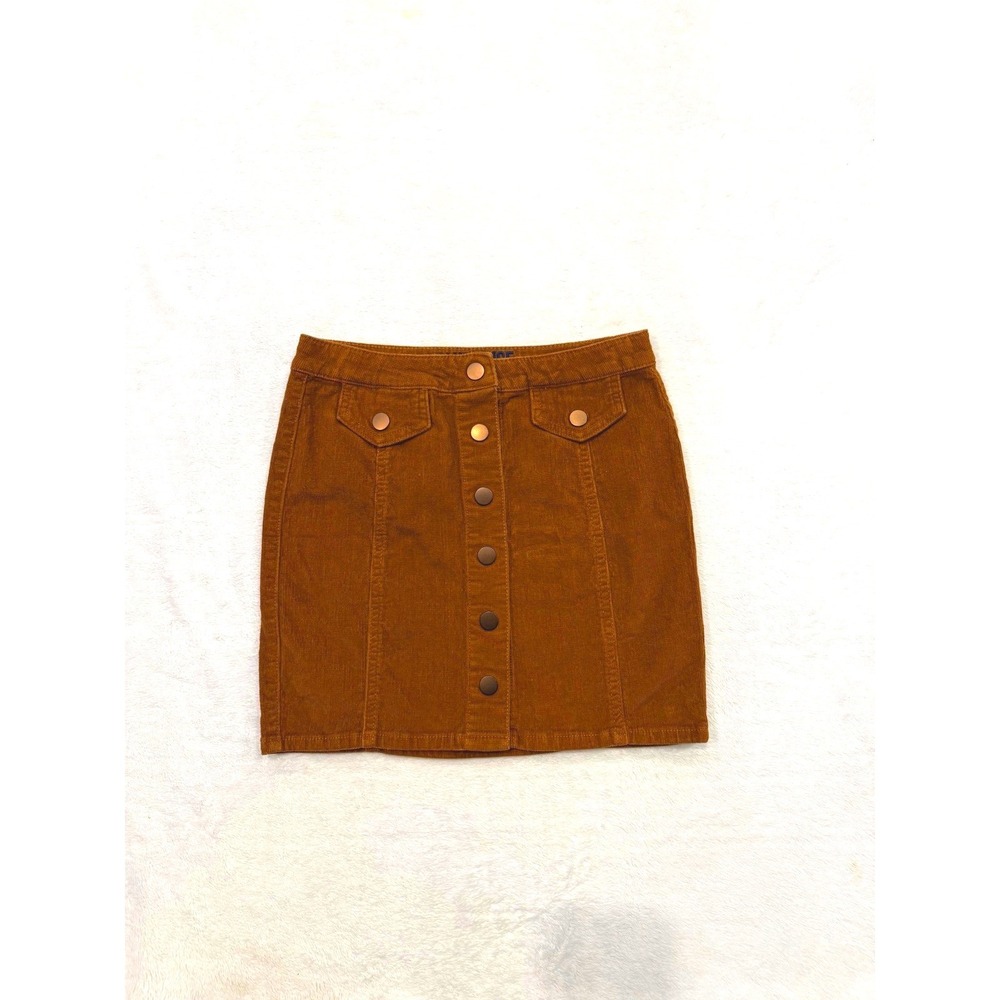 Blue Spice Premium Corduroy Button Front Mini Skirt Burnt Orange High Waist Sz 1